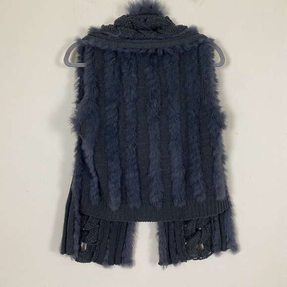 Elliatt Enwtined Rabbit Fur Vest Charcoal Gray High Low Asymmetrical Women's M - Picture 2 of 12